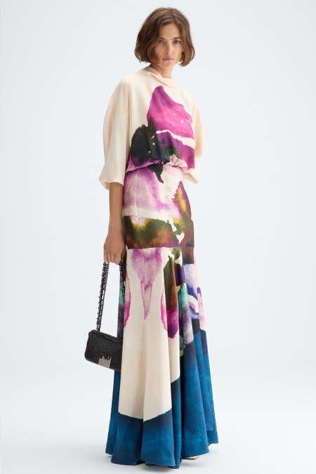 PRINT TWILL MERMAID DRESS