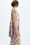 Print twill fitted midi dress