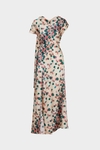 Print twill fitted midi dress