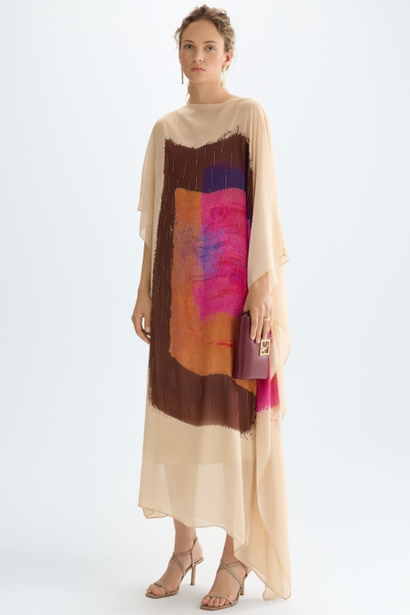 PRINT GEORGETTE KAFTAN DRESS