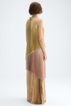 Gradient pleated lamé halter dress