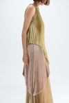 Gradient pleated lamé halter dress