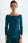 Stretch knit pleated taffeta midi dress