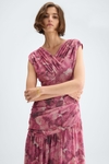 Print Lurex asymmetric long dress