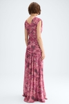 Print Lurex asymmetric long dress