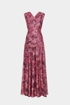 Print Lurex asymmetric long dress