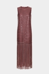 Fringed sequinned guipure straight-fit dress