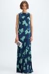 Print twill A-line long dress