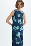 Print twill A-line long dress