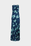 Print twill A-line long dress