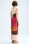 Print crinkle satin fitted dress