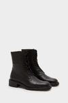 Leather flat ankle boots