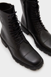 Leather flat ankle boots