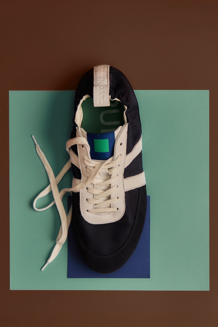 CUBO PG LEATHER CANVAS RUCHED SNEAKERS