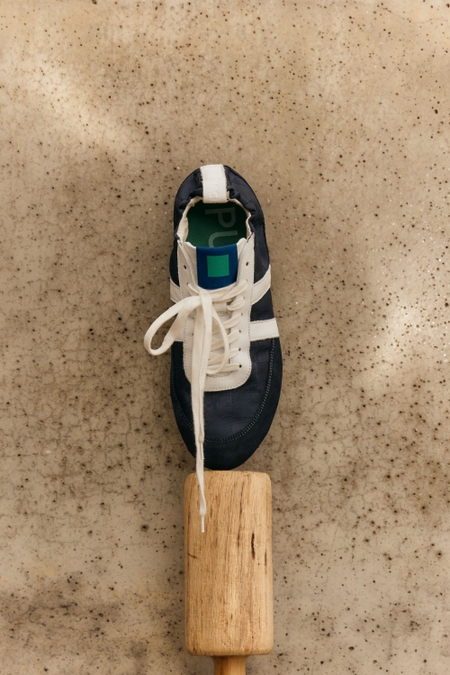 CUBO PG LEATHER CANVAS RUCHED SNEAKERS