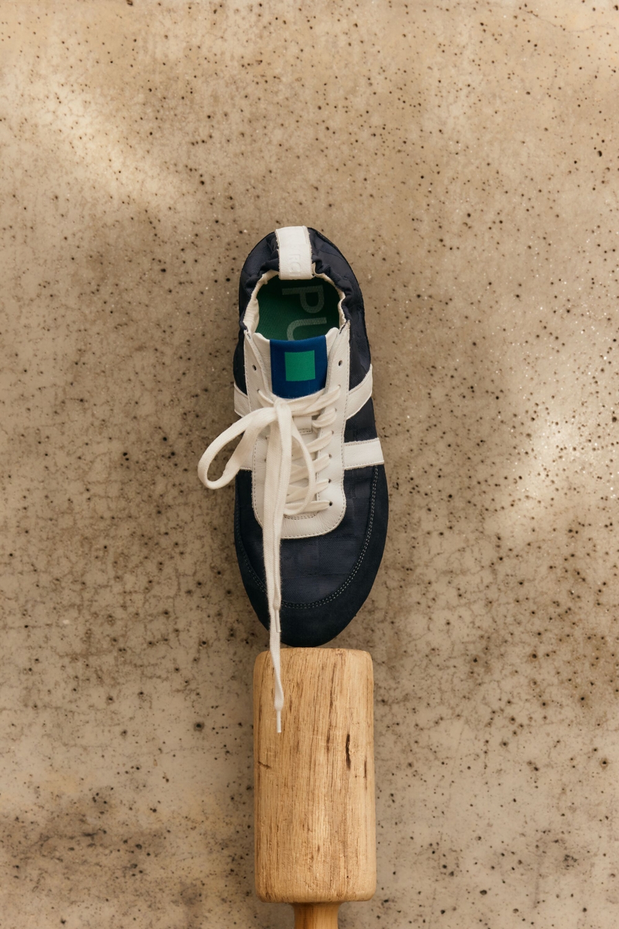 CUBO PG LEATHER CANVAS RUCHED SNEAKERS