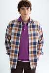 Chequered cotton linen shirt