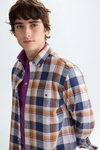 Chequered cotton linen shirt