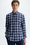 Chequered cotton linen shirt