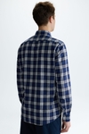 Chequered cotton linen shirt