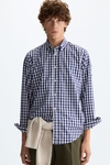 Gingham check twill shirt