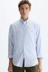 Gingham check twill shirt