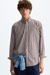 Gingham check twill shirt