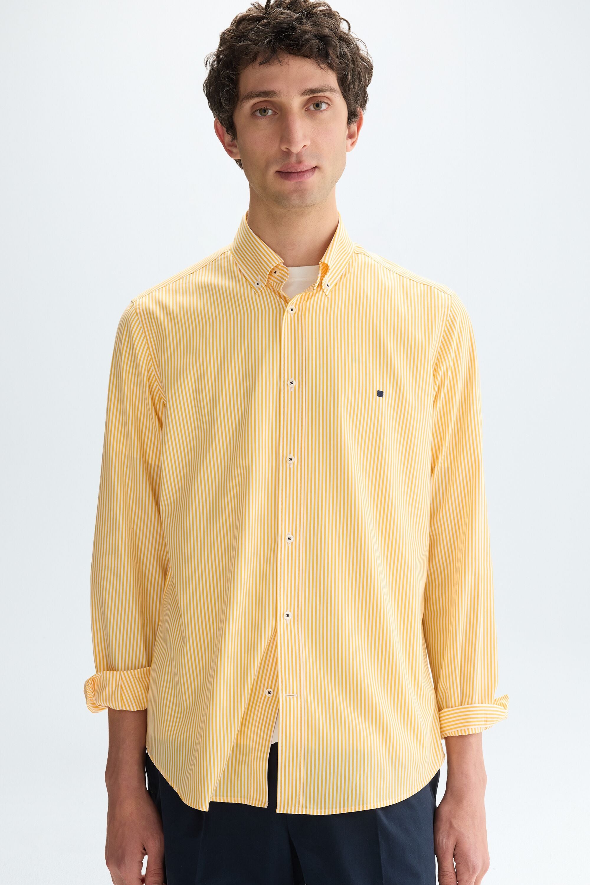 Candy stripe poplin shirt yellow/white - Purificacion Garcia Ireland