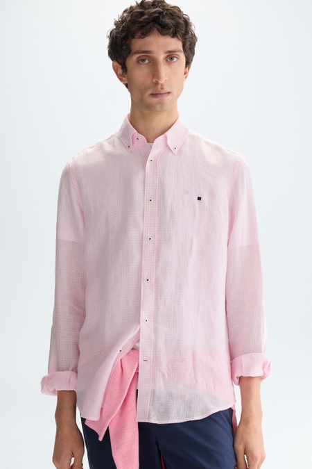 GINGHAM CHECK LINEN SHIRT