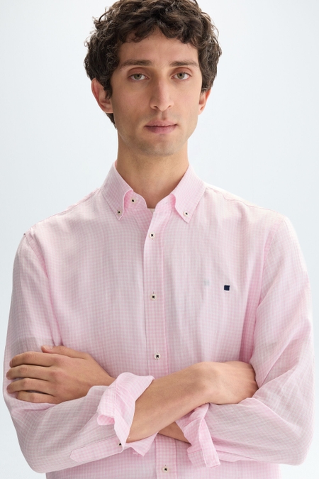 GINGHAM CHECK LINEN SHIRT