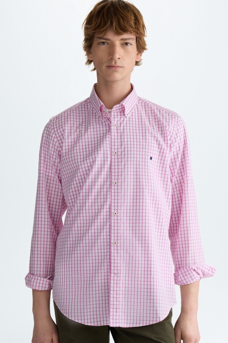 WINDOWPANE CHECK POPLIN SHIRT