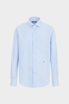 Spread collar striped poplin shirt