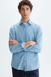 Spread collar denim twill shirt