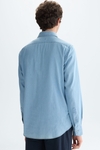 Spread collar denim twill shirt