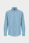 Spread collar denim twill shirt