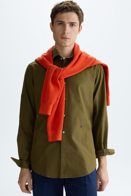 SPREAD COLLAR TWILL SHIRT