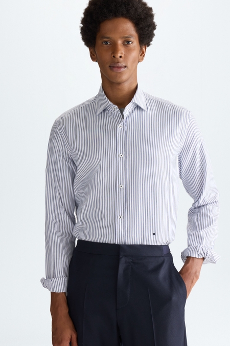 CAMISA OXFORD RAYAS CUELLO ITALIANO