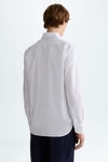 Spread collar textured half-placket shirt