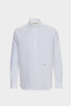 Spread collar textured half-placket shirt