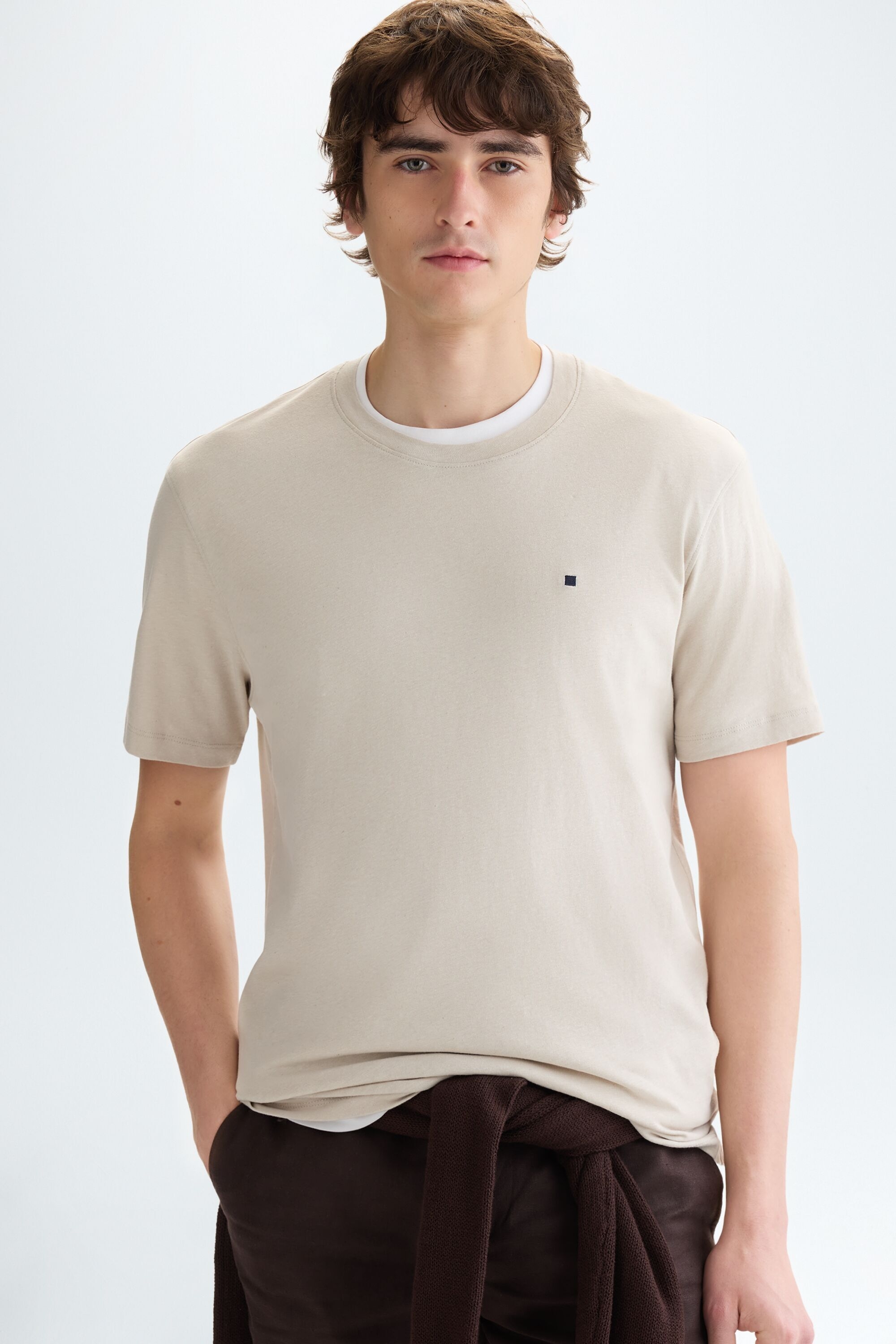 Cotton linen t-shirt - BEIGE