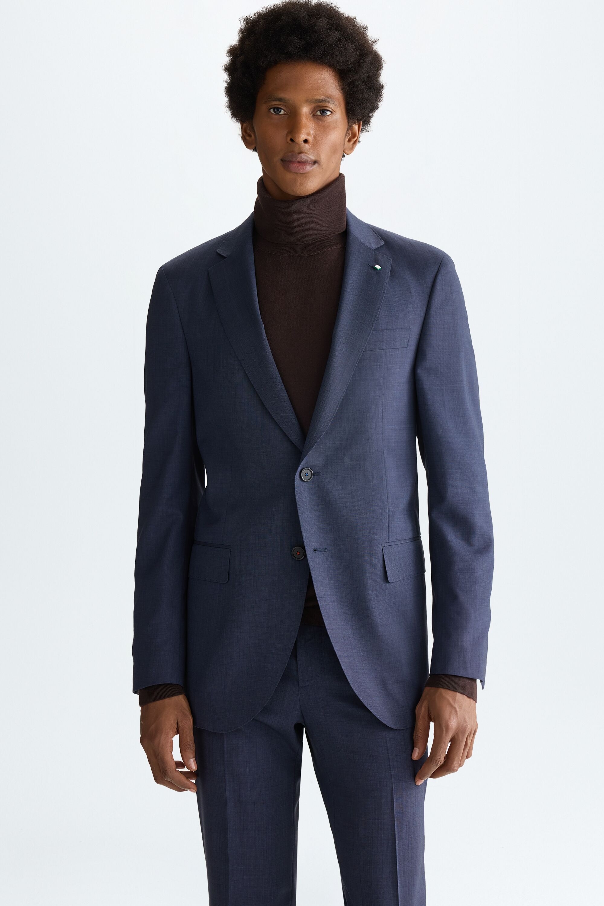 Wool fil-a-fil weave classic fit suit jacket