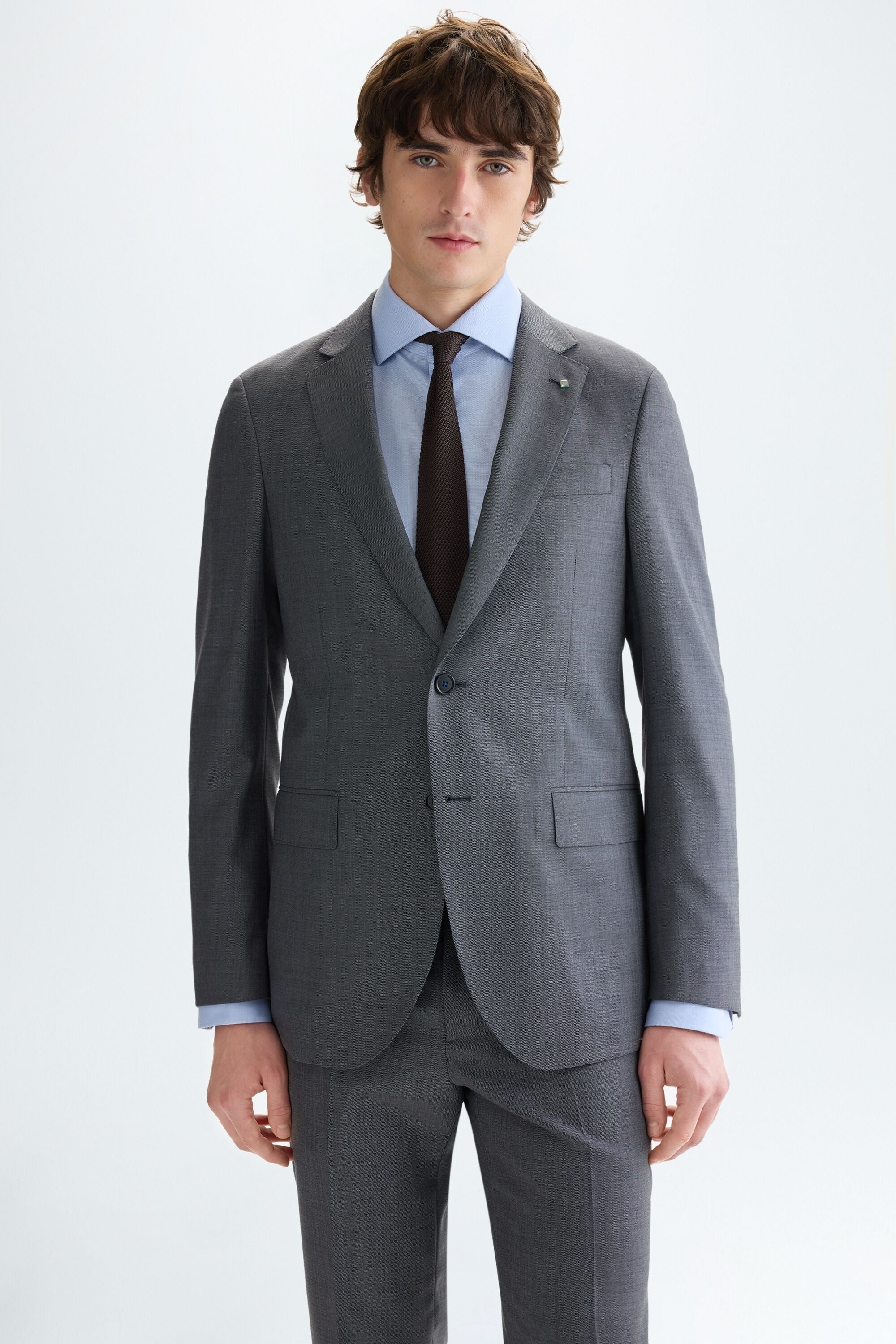 SUITS ジャケット Zig-zag woven wool classic fit suit jacket gray - Purificacion