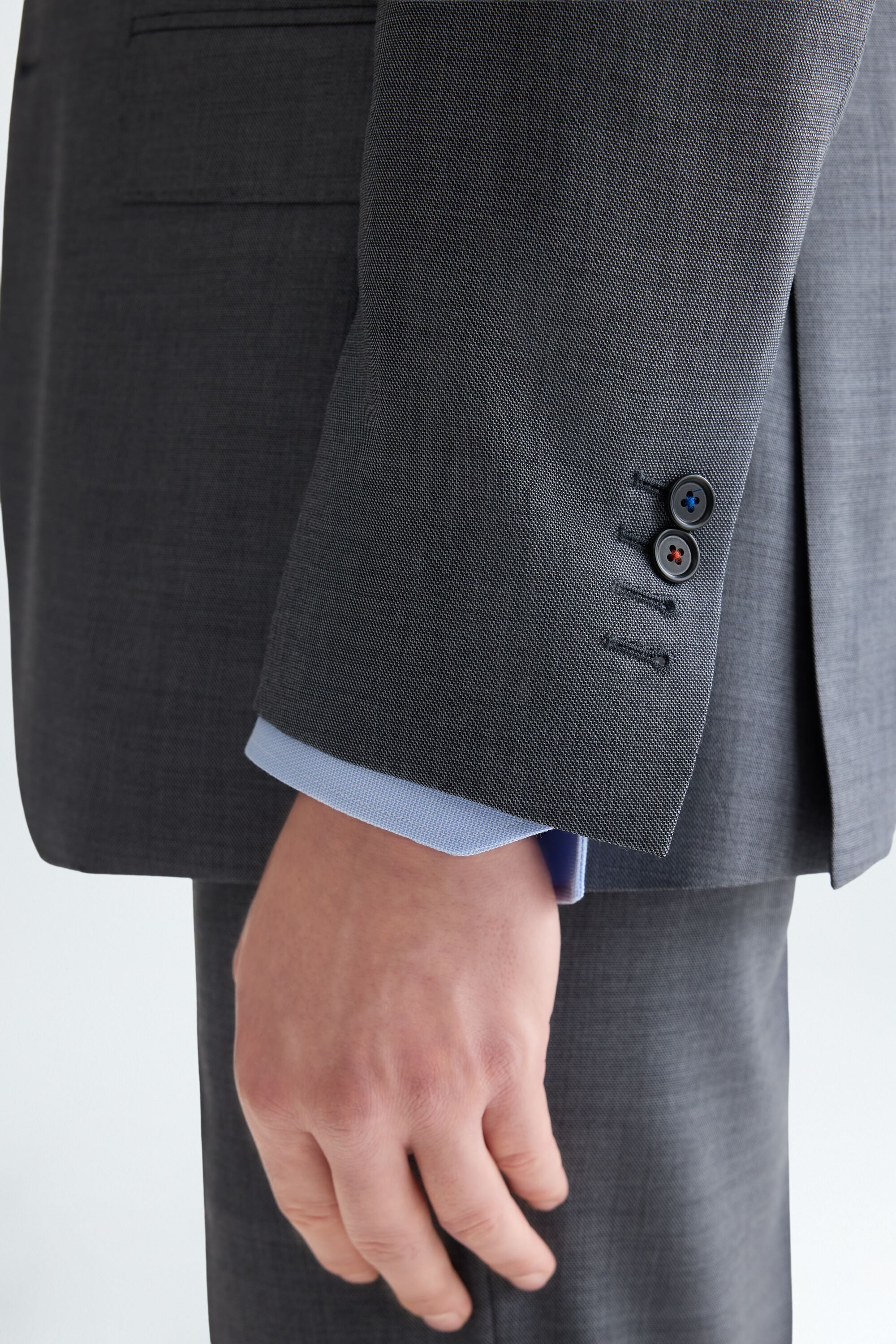 Zig-zag woven wool classic fit suit jacket gray - Purificacion