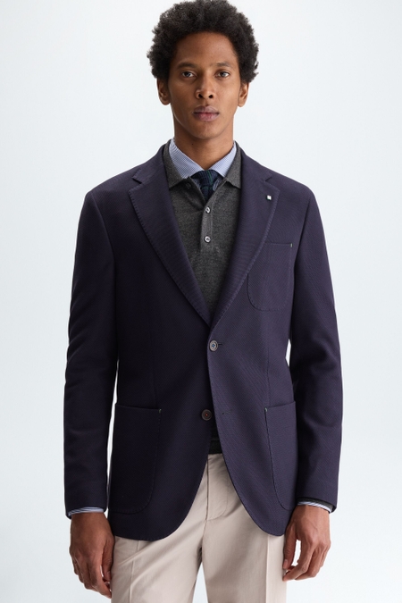 COTTON TEXTURED KNIT RELAXED FIT BLAZER