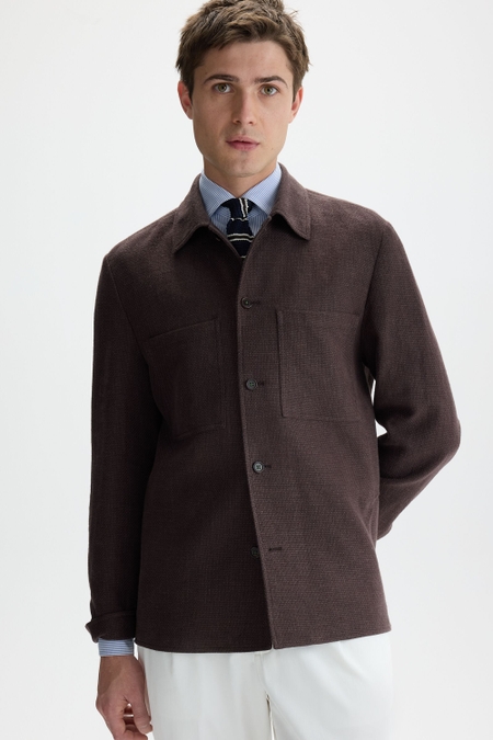 TEXTURED COTTON LINEN OVERSHIRT