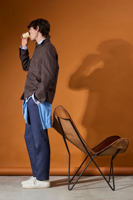 TEXTURED COTTON LINEN OVERSHIRT