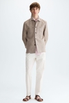 Zig-zag textured linen cotton overshirt