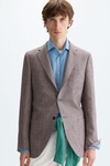 Linen houndstooth relaxed fit blazer
