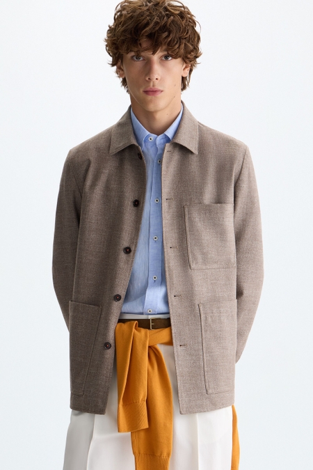 COTTON FALSE PLAIN OVERSHIRT