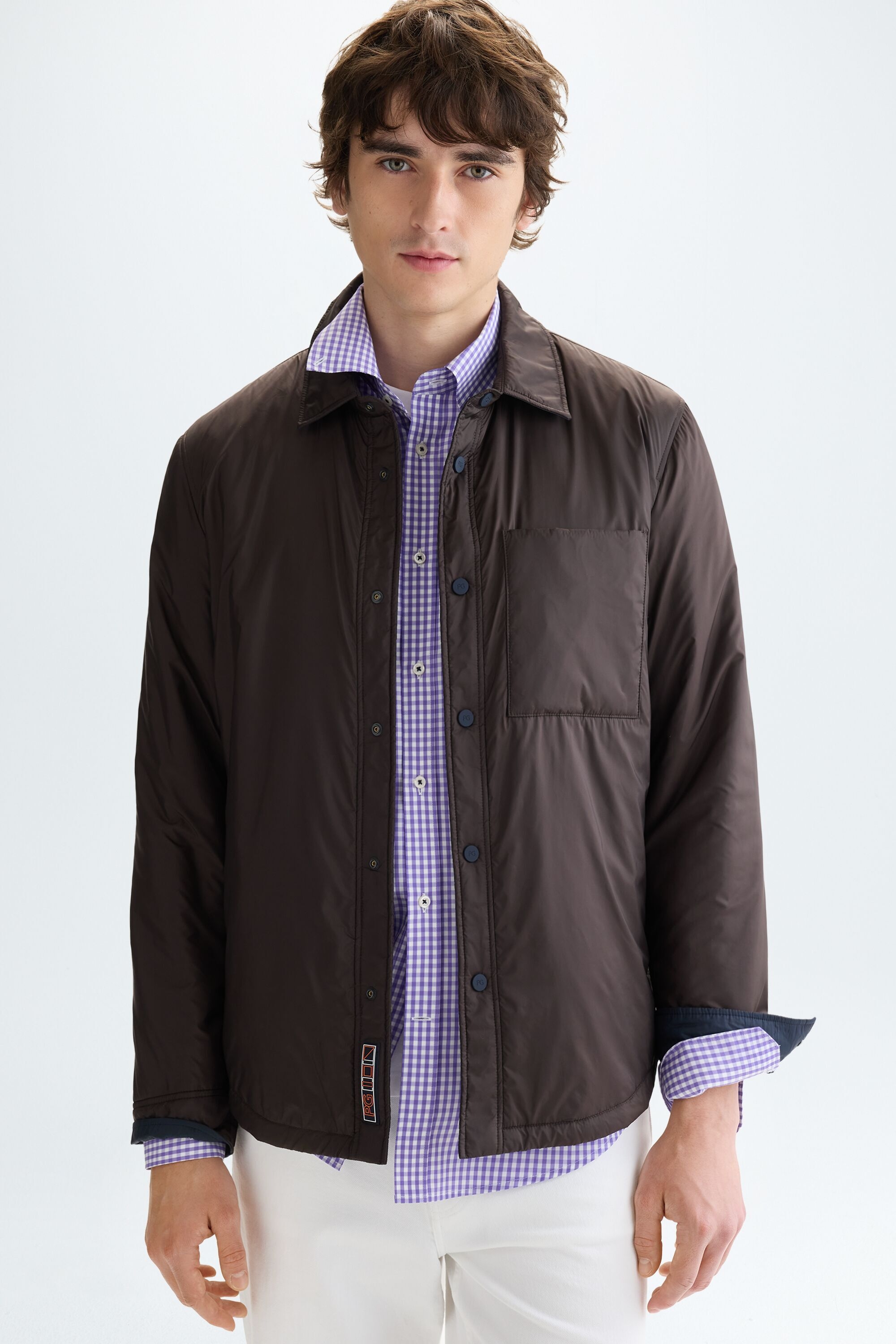 Quilted technical nylon overshirt